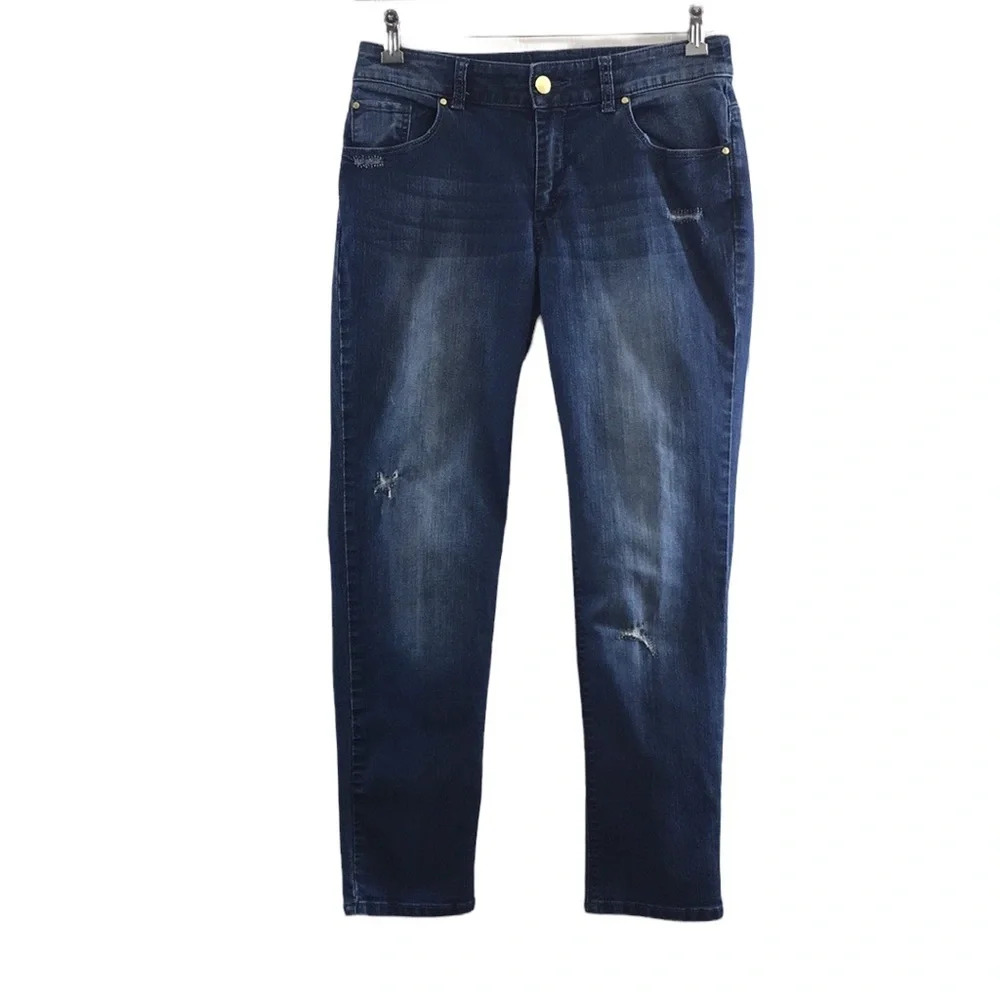Chico's Platinum‎ Skinny Jeans Womens 0 Small 4 Medium Wash Denim Distressed